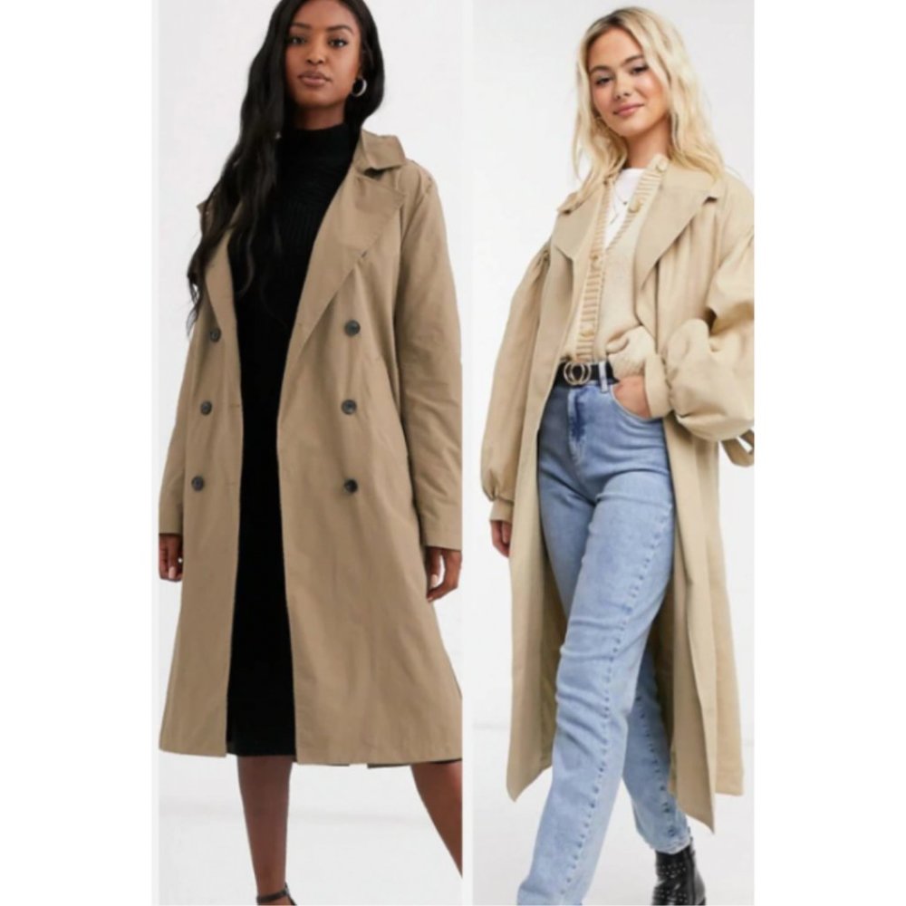 Vintage 90s London Fog Tan Gray Minimalist Staple Trench Maxi Coat 12